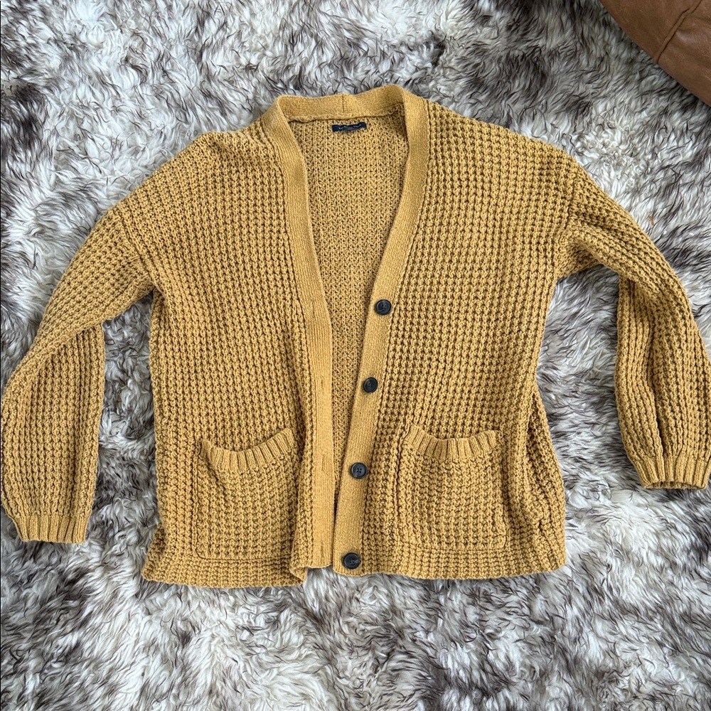 American Eagle Outfitters Mustard Cardigan Sweater